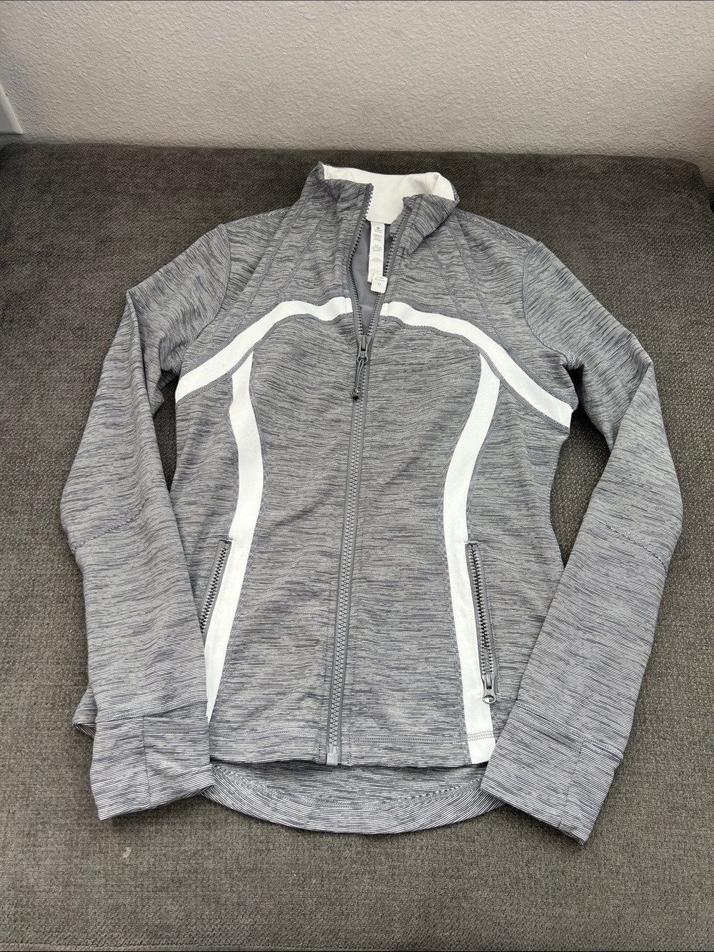 lululemon athletica Heather Gray Zip-Up Athletic Jacket with White Panels